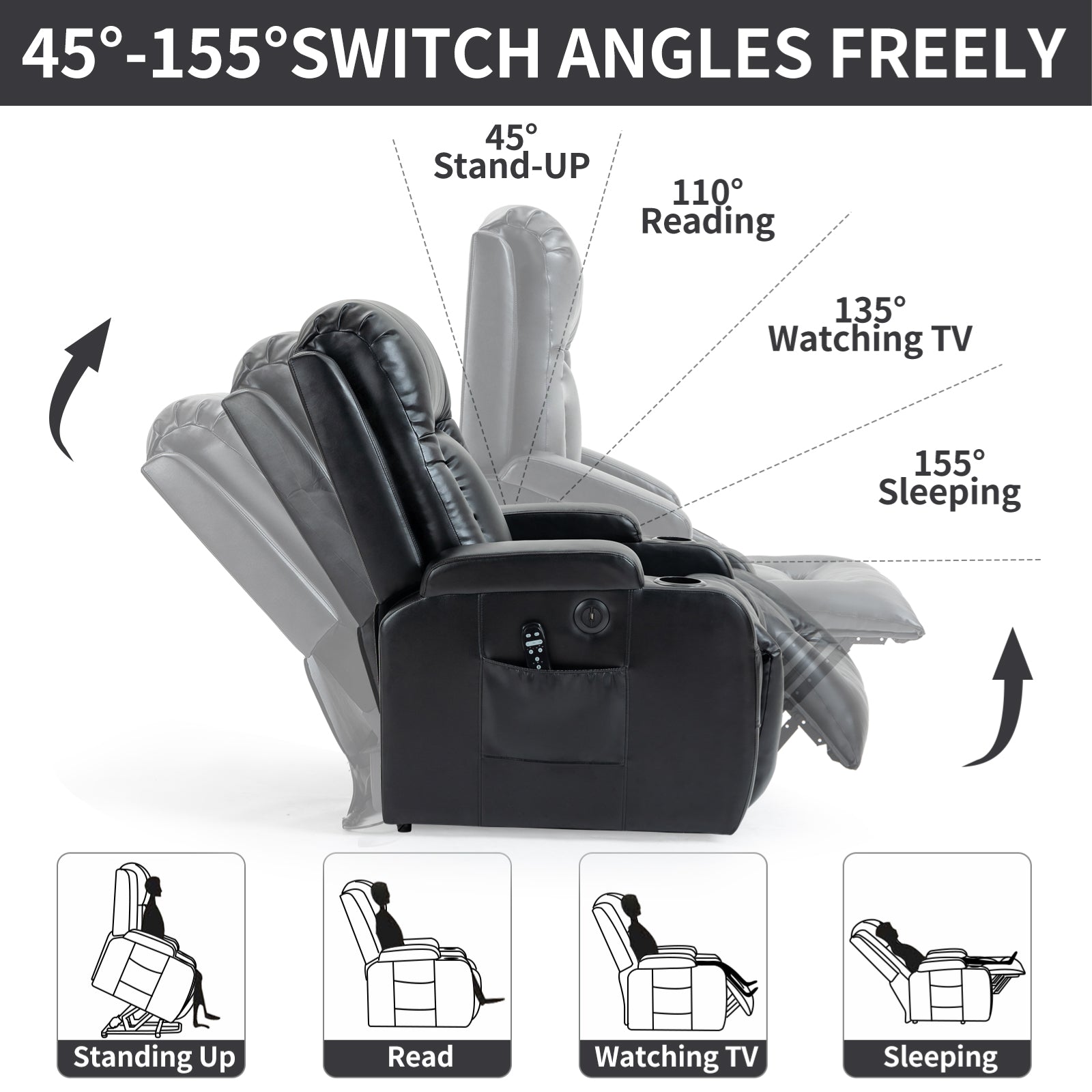 Infinite Position Power Lift Recliner Chair for Elderly