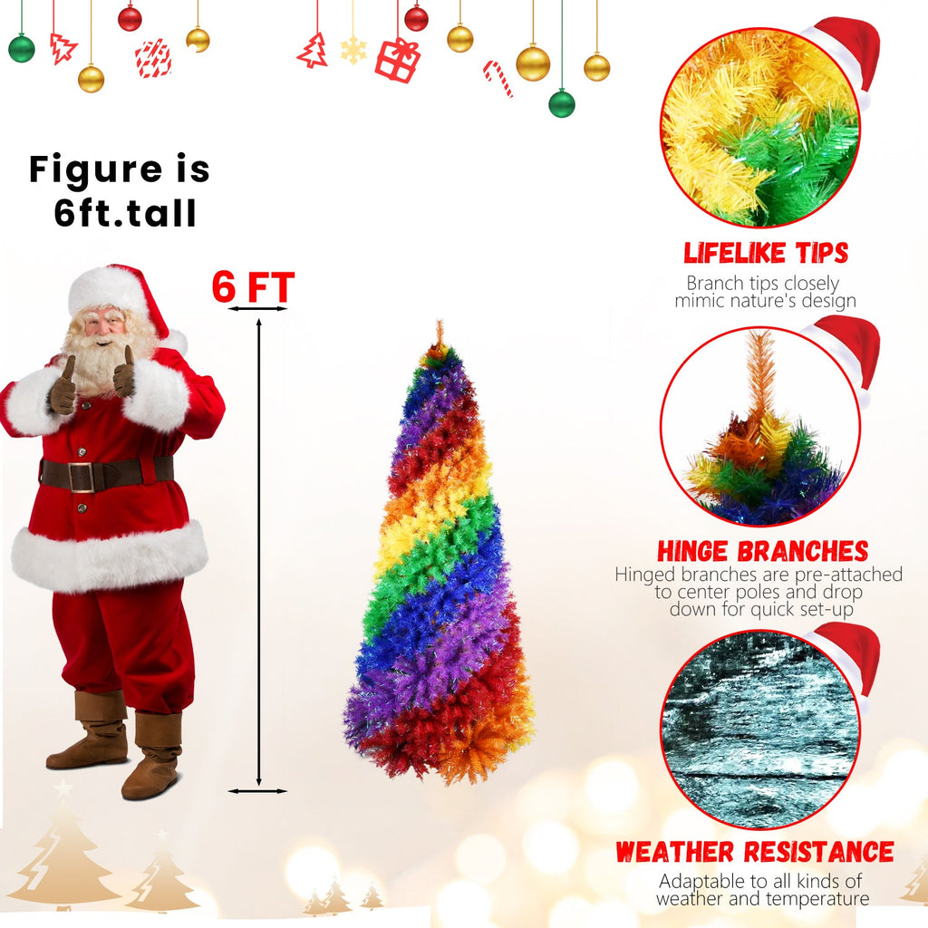 6ft Rainbow Spiral Christmas Tree