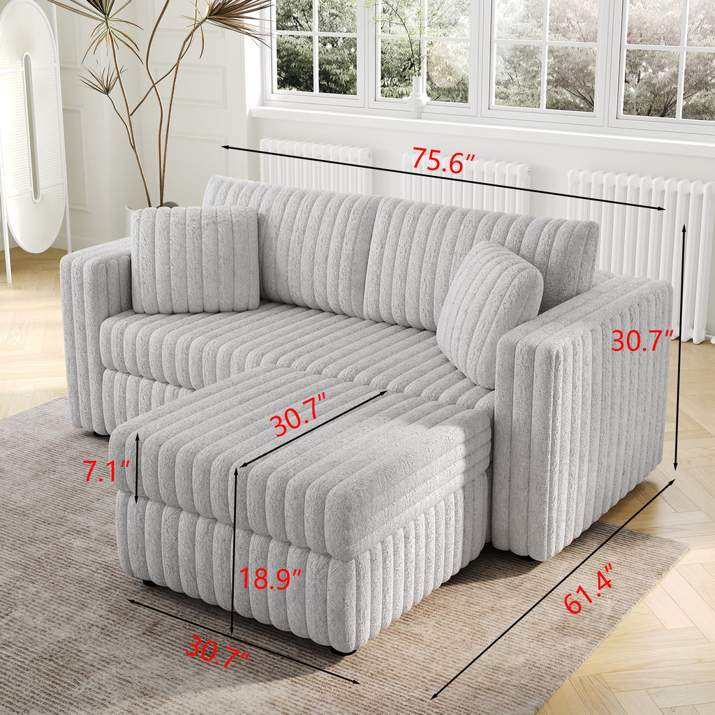 75.6" Soft Modular 2-Person Sofa with Hydraulic Lift