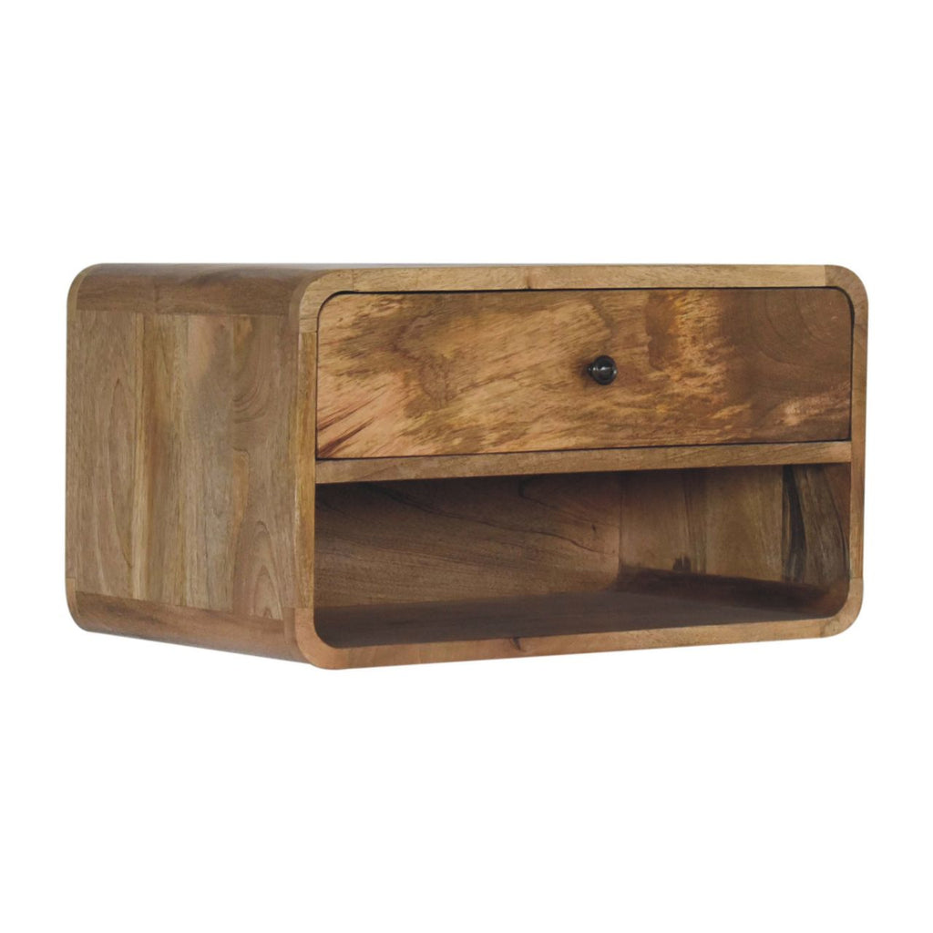 Solid Wood Large Floating Curve Open Slot Bedside