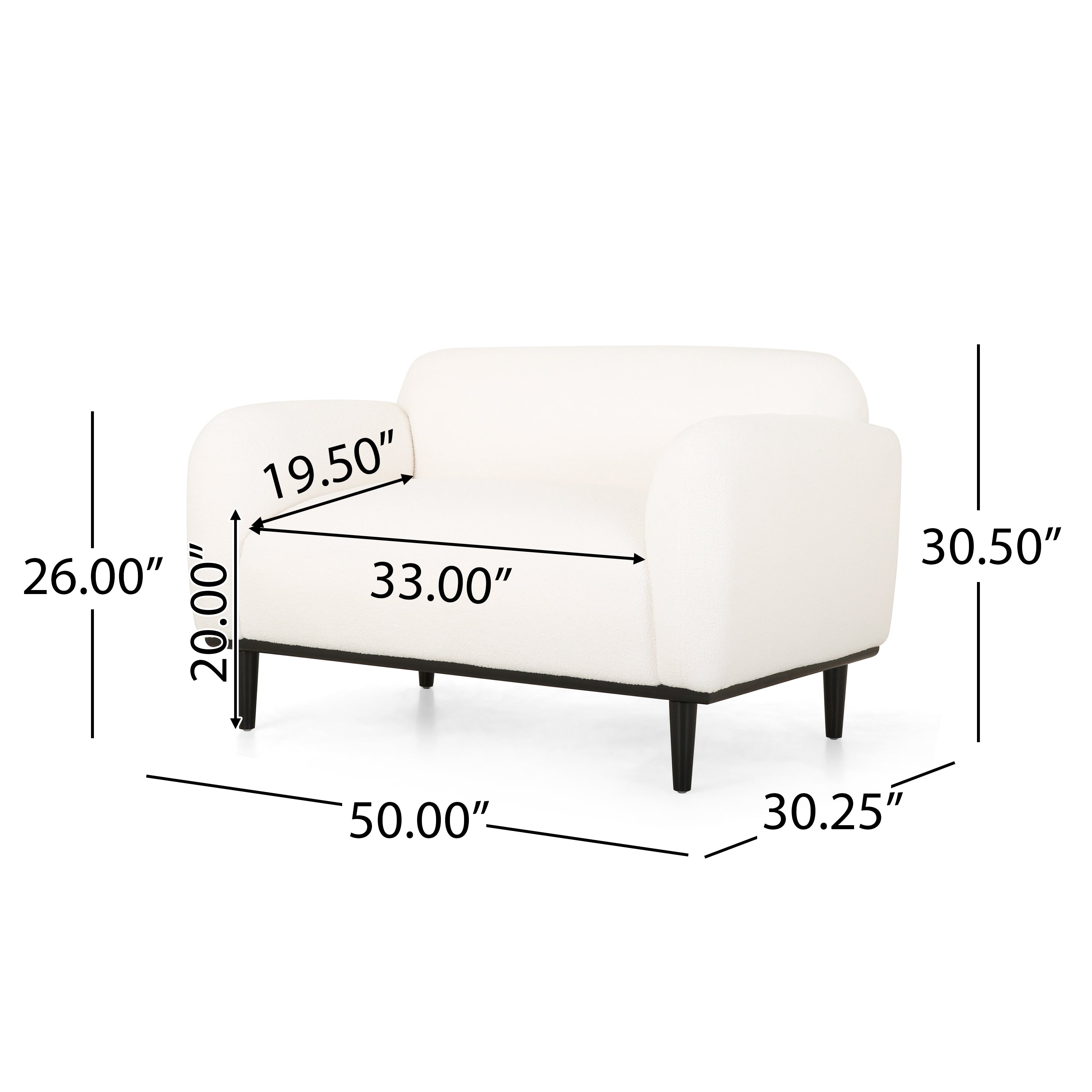 Bouclé Fabric Loveseat Sofa - 50 Inch
