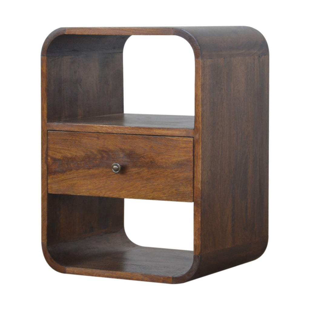 Solid Wood Chestnut Curved Edge Nightstand