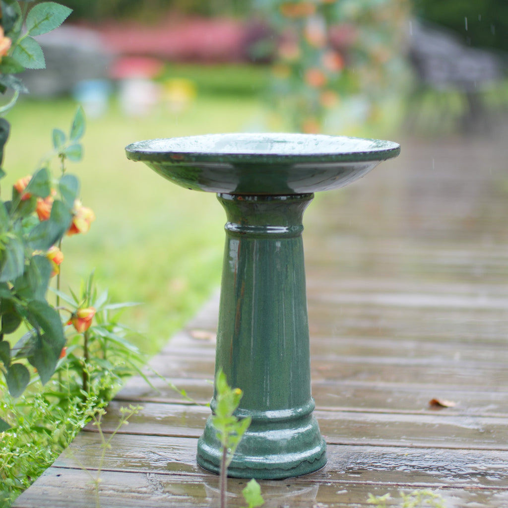 Ceramic Pedestal Bird Bath for Outdoor Garden