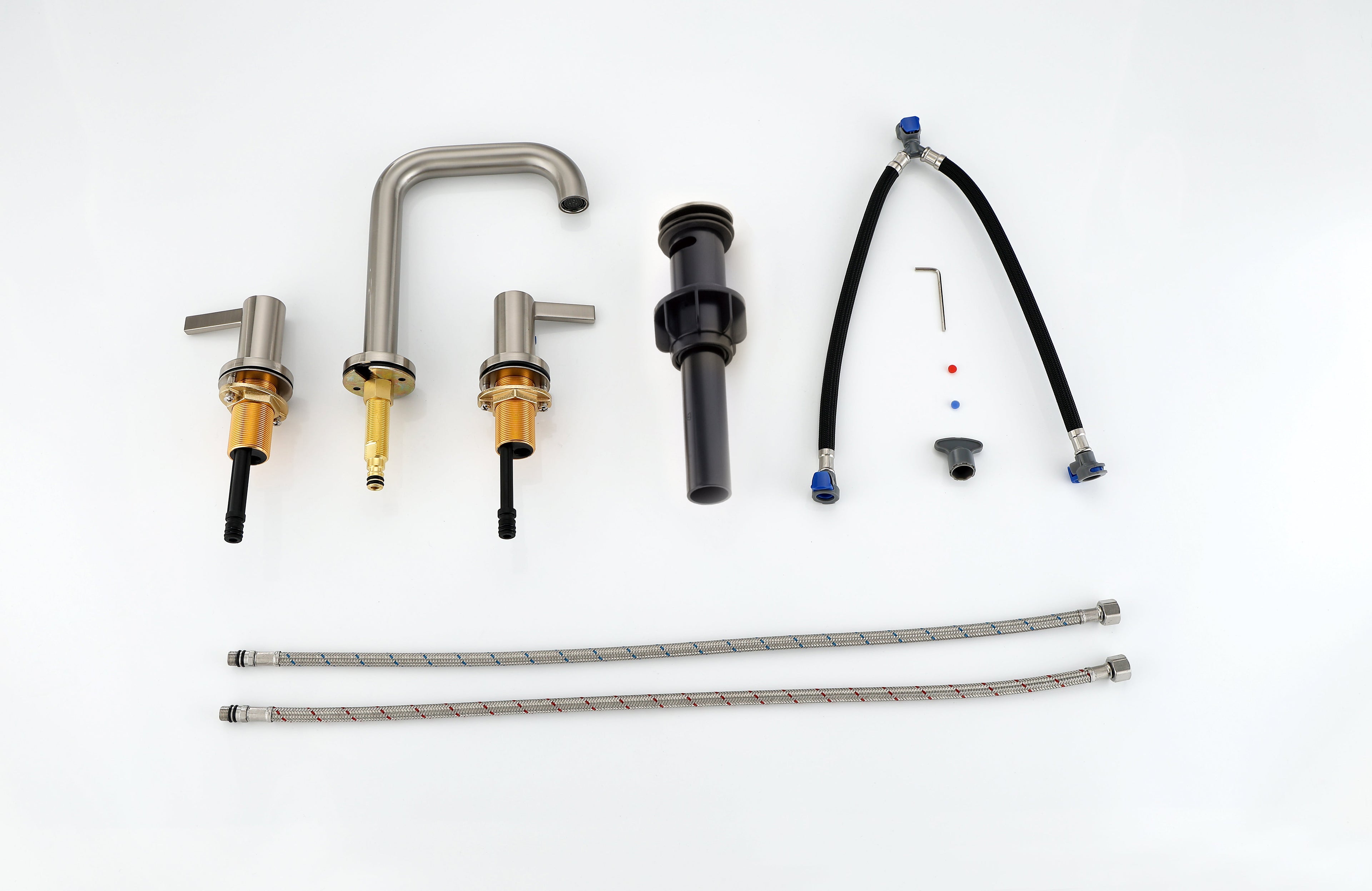 Bathroom Faucet For Bathroom Sink With Two Handles, Pop Up Drain And Supply Lines