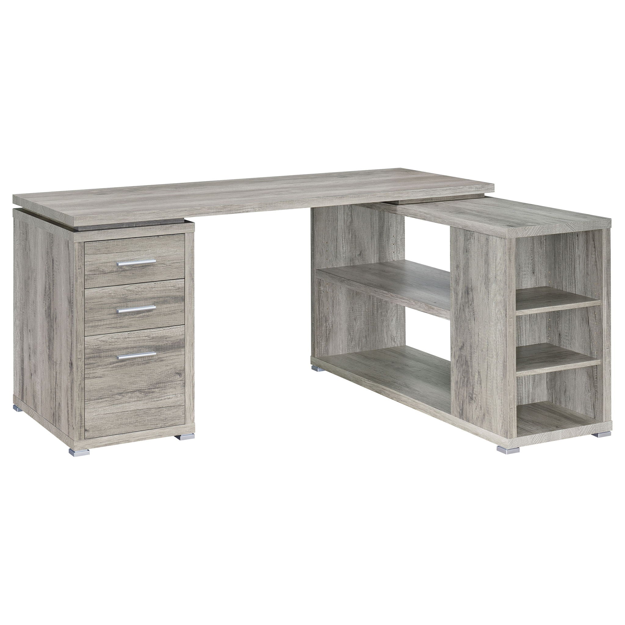 Tona - L-Shape Computer Desk With 3 Drawers And 5 Shelves
