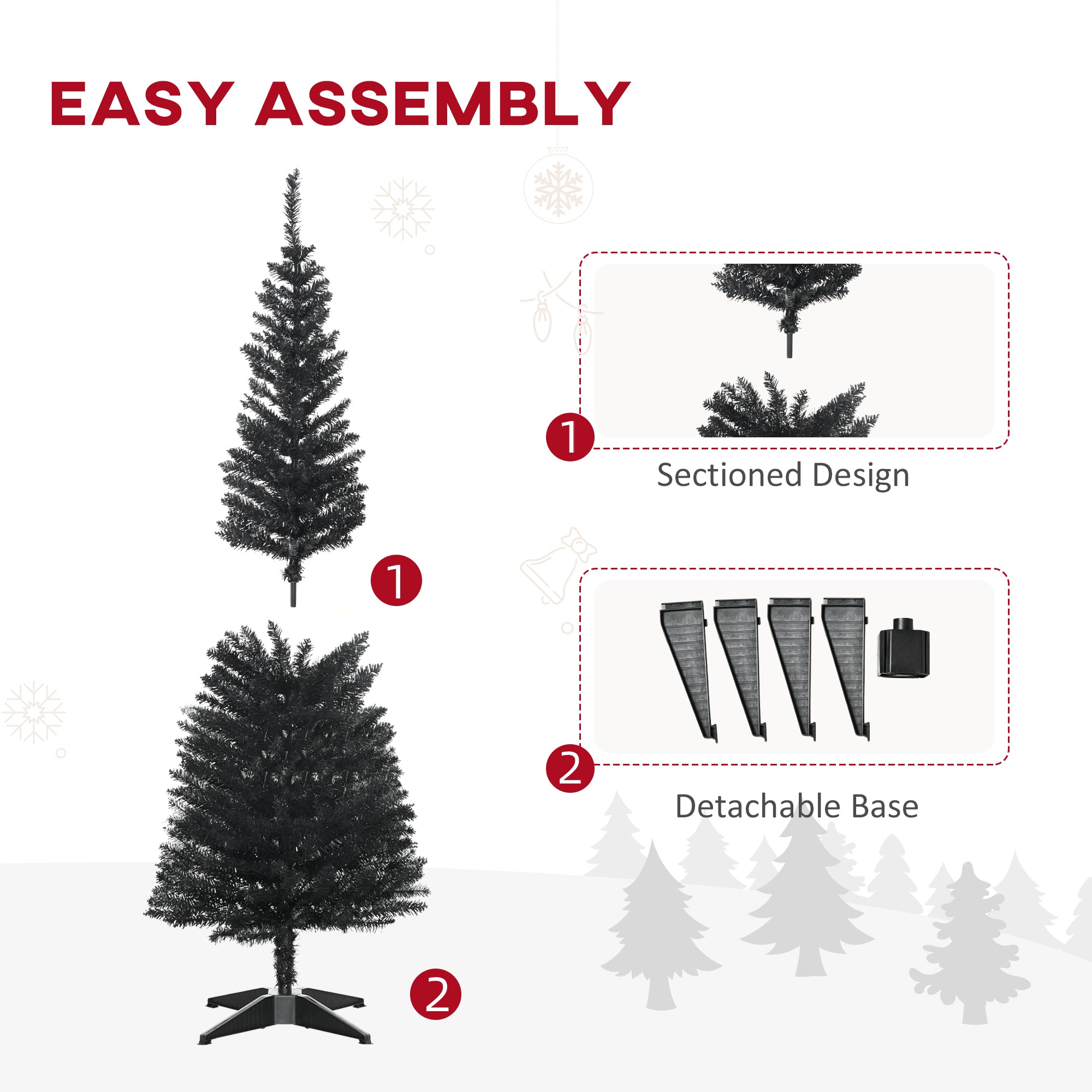 HOMCOM 5' Artificial Pencil Christmas Tree