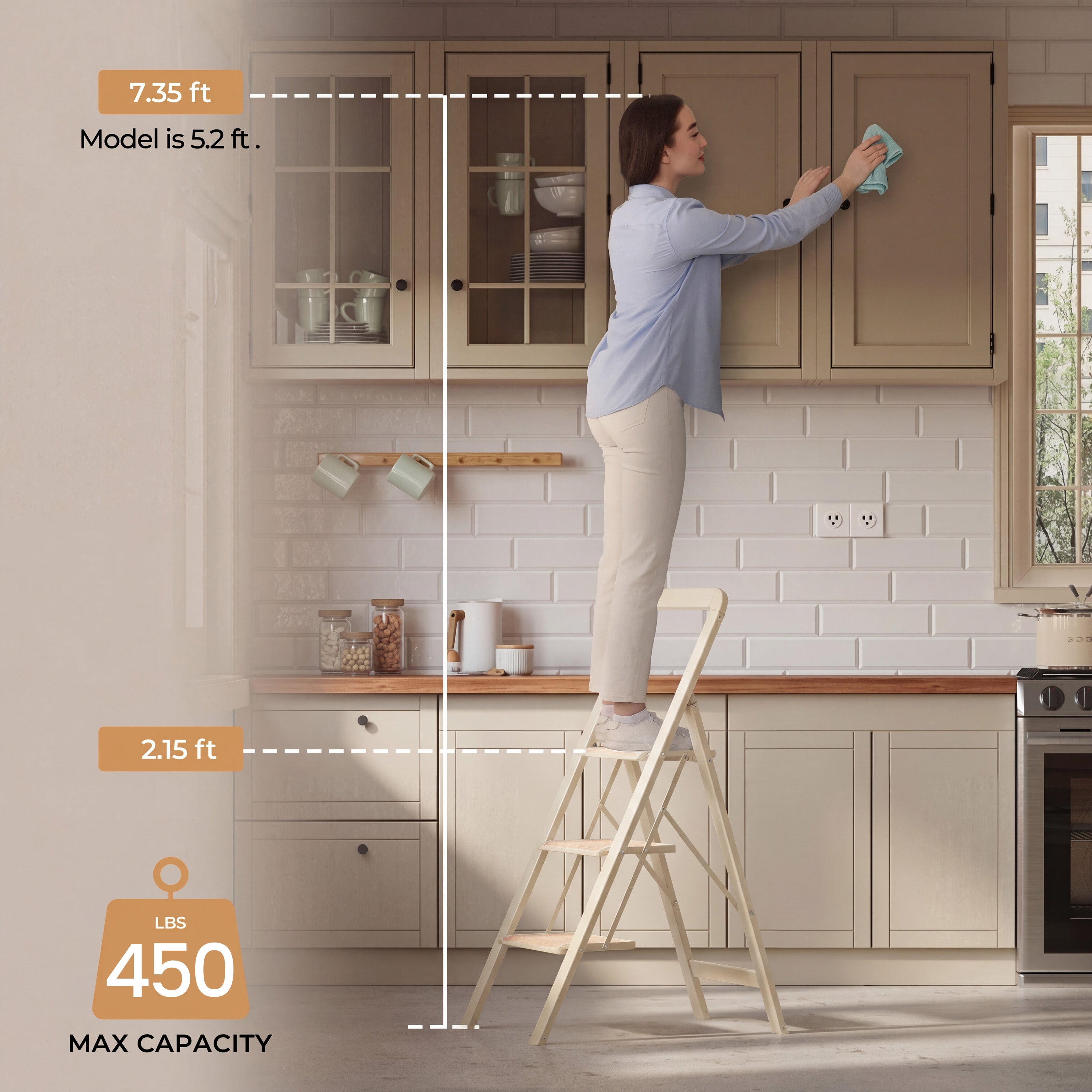 3 Step Ladder Folding Step Stool for Adults