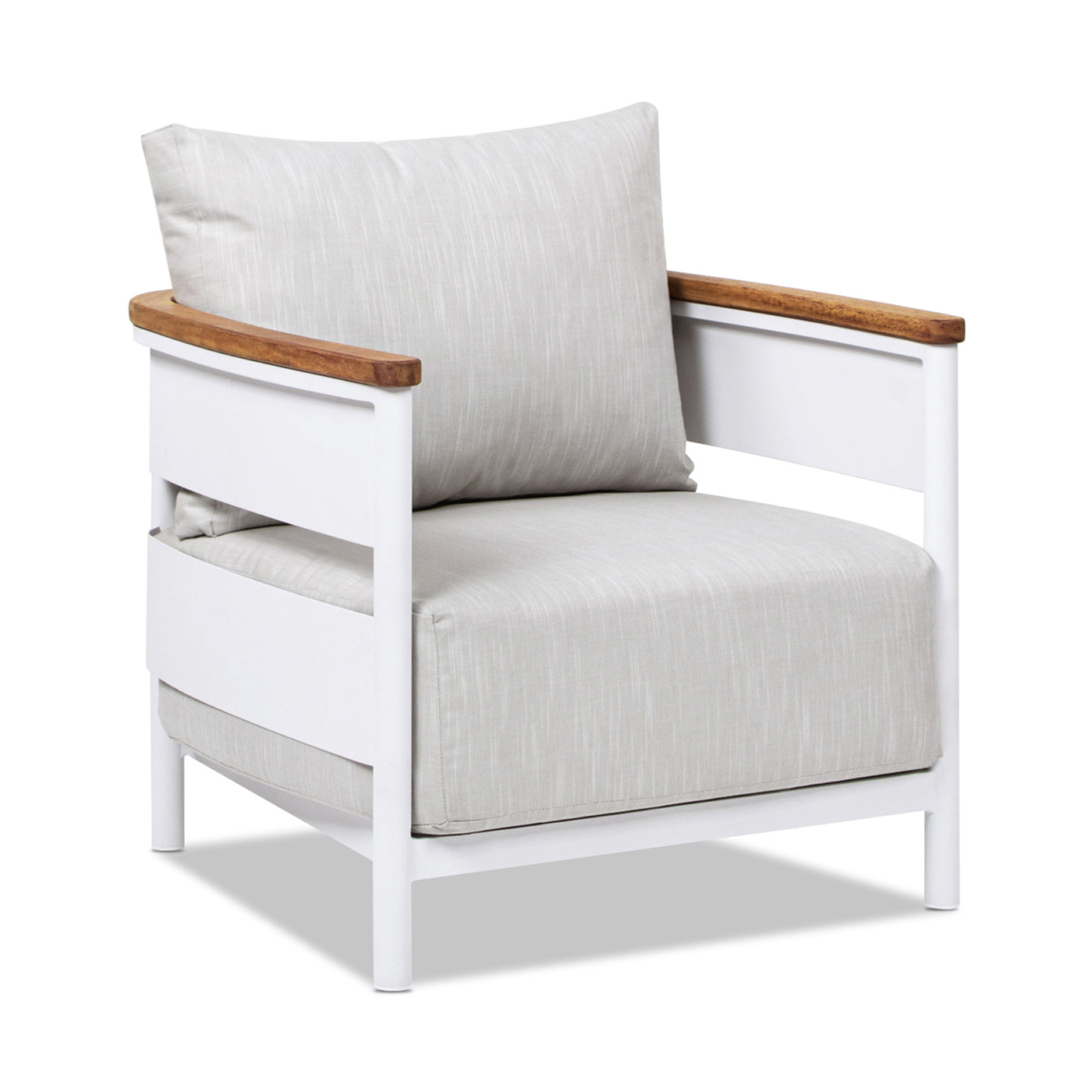 Rhodes 29" Upholstered Teak & Aluminum Patio Arm Chair Birch