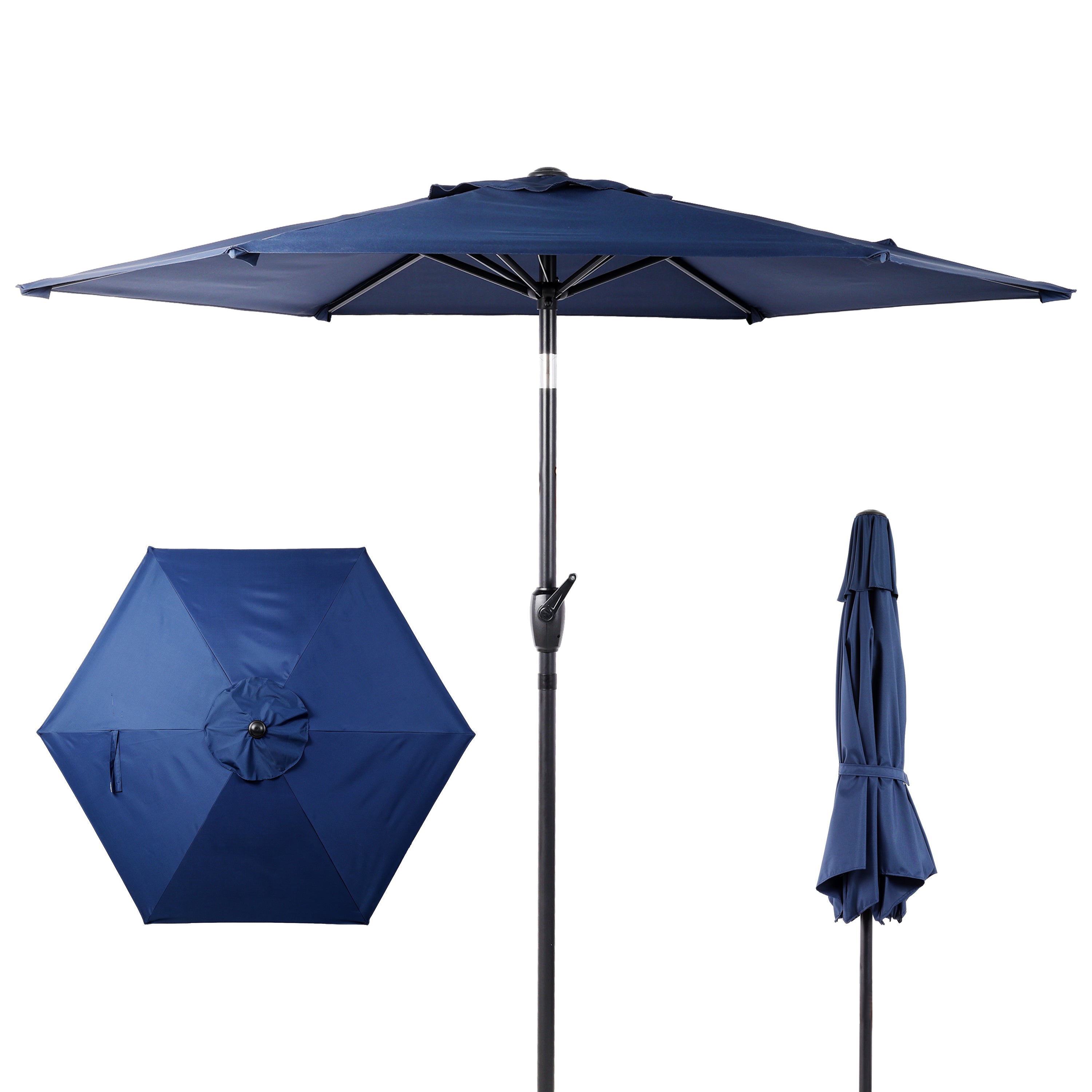 7.5 Ft Patio Umbrella with Push Button Tilt and Crank Mechanism