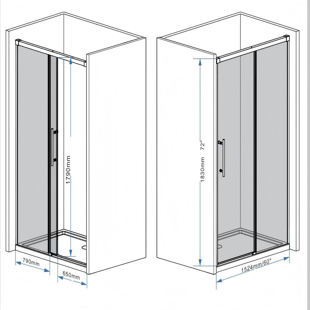 Frameless Single Sliding Shower Door With Handle