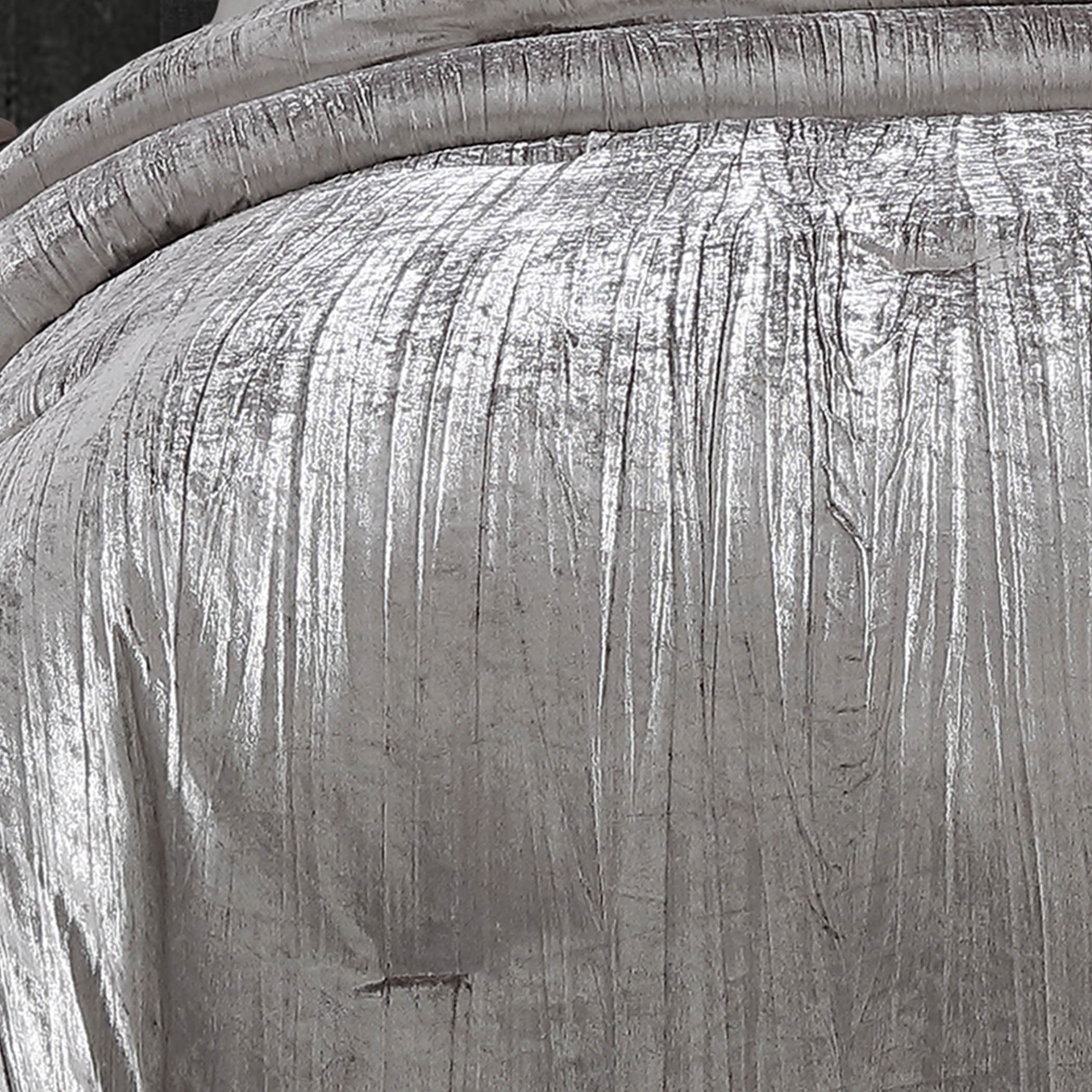 Turin Silver Crinkle Velvet 7PC Bedding Set