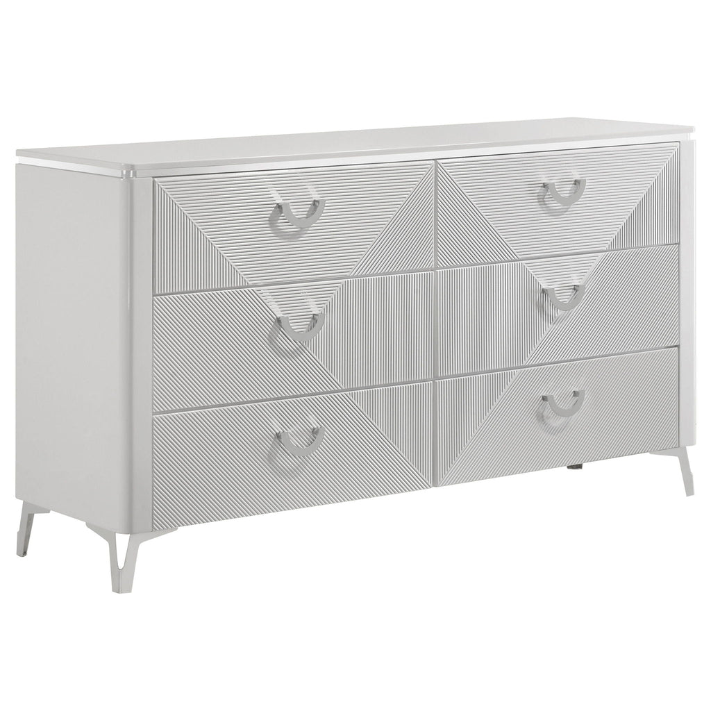 Cassia 4-piece Eastern King LED Bedroom Set White High Gloss