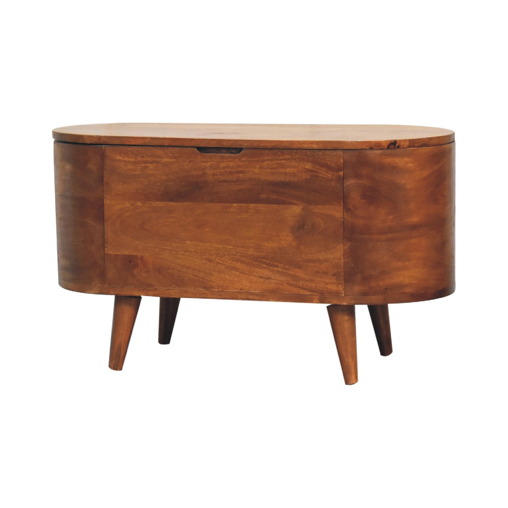 Solid Wood Chestnut Rounded Lid-Up Blanket Box