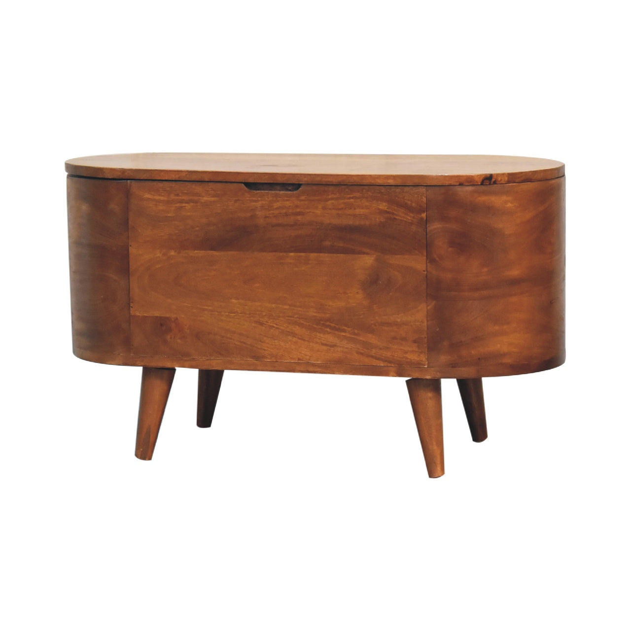 Solid Wood Chestnut Rounded Lid-Up Blanket Box