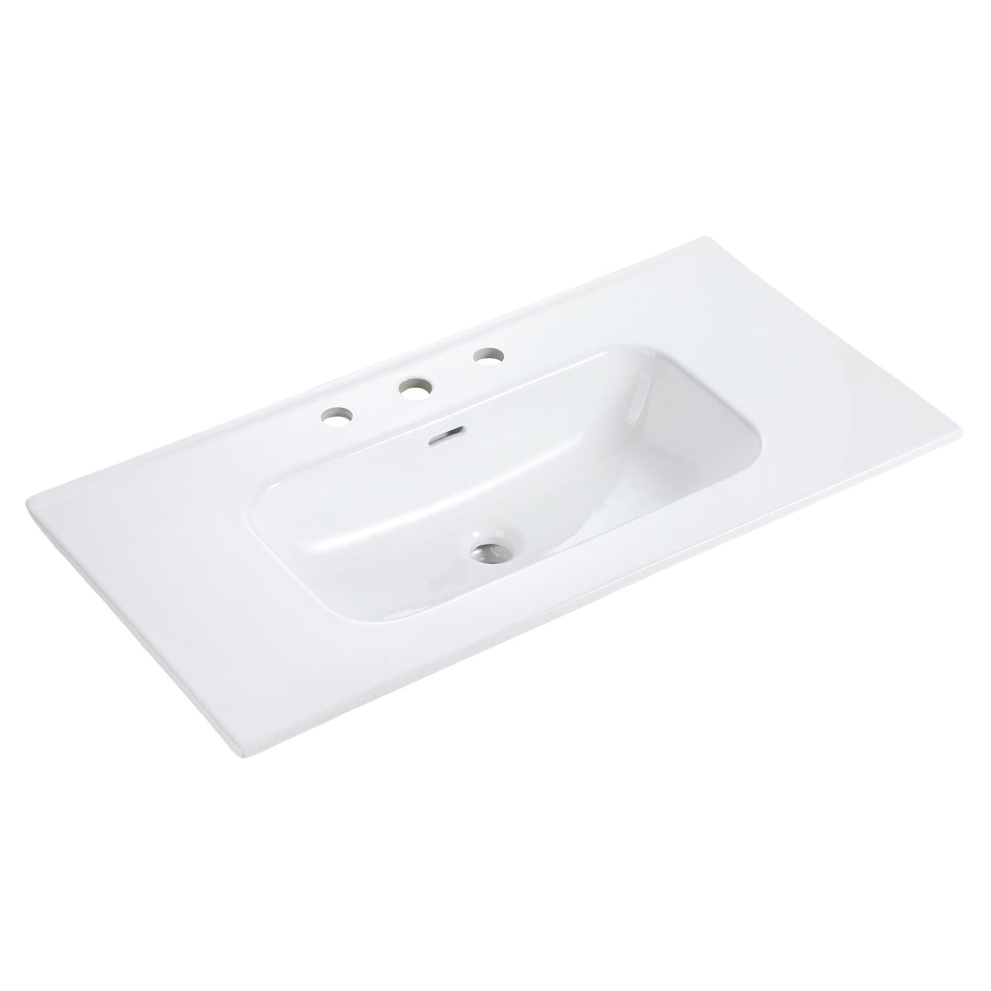 Abay Home Glossy White Ceramic Integrated Bathroom Vanity Sink