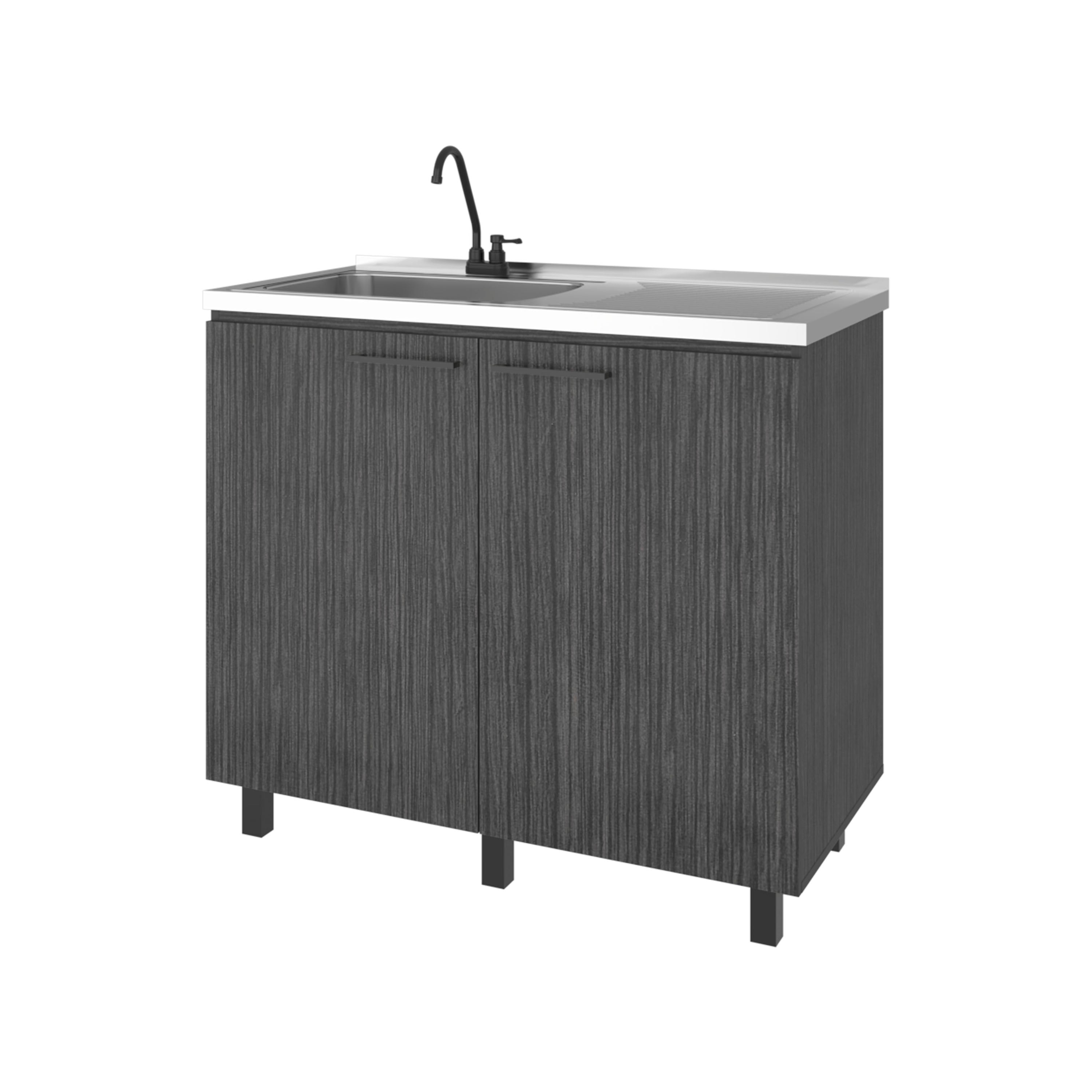 Alatna Freestanding Utility Base Cabinet with Stainless Steel Countertop