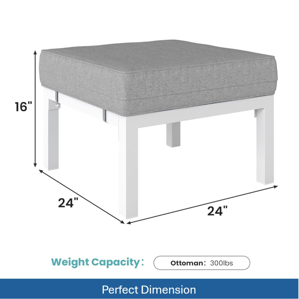 Patio Ottomans With Cushions, All-Weather Footrests (Set of 2)
