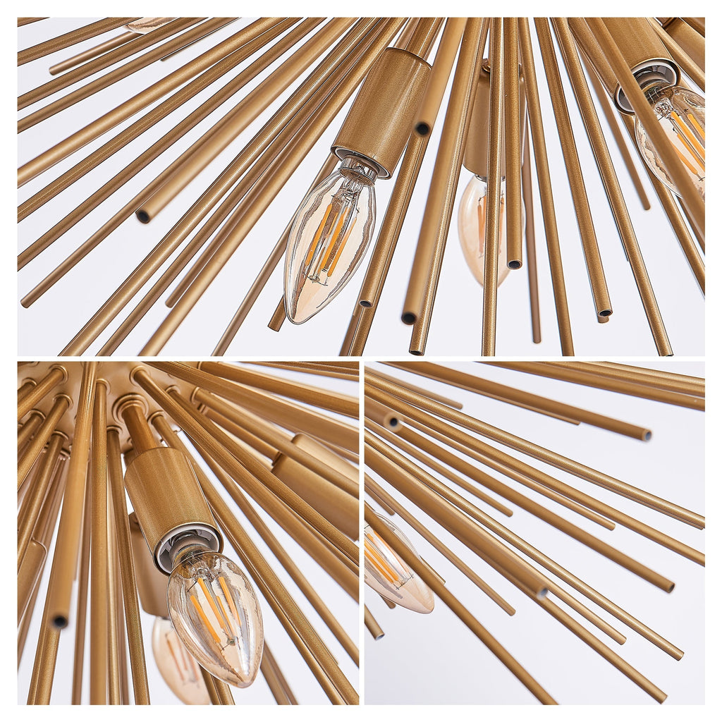 29" Mid-Century Modern 12-Light Starburst Chandelier