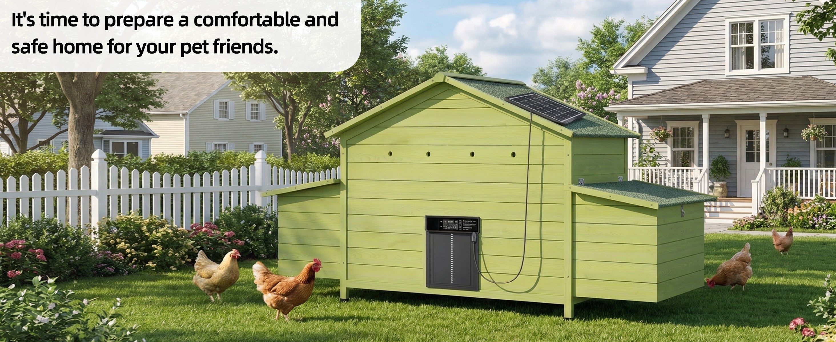 70" Automatic Chicken Coop with Solar-Powered Door