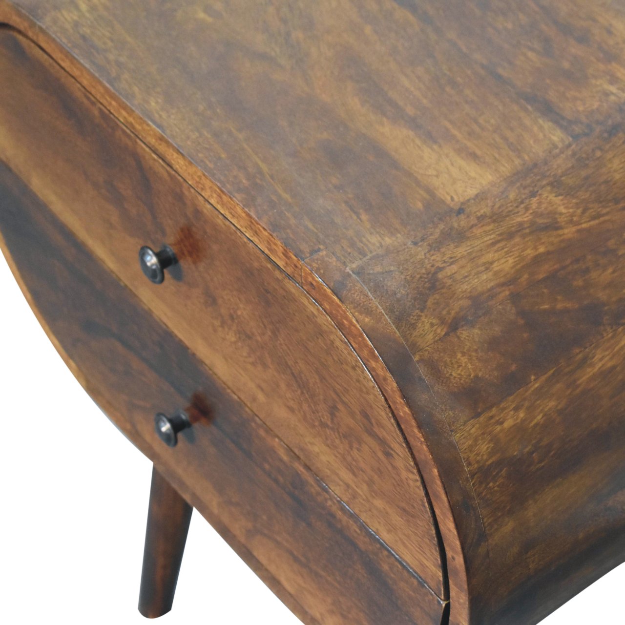Solid Wood Large Chestnut Circular Bedside Table