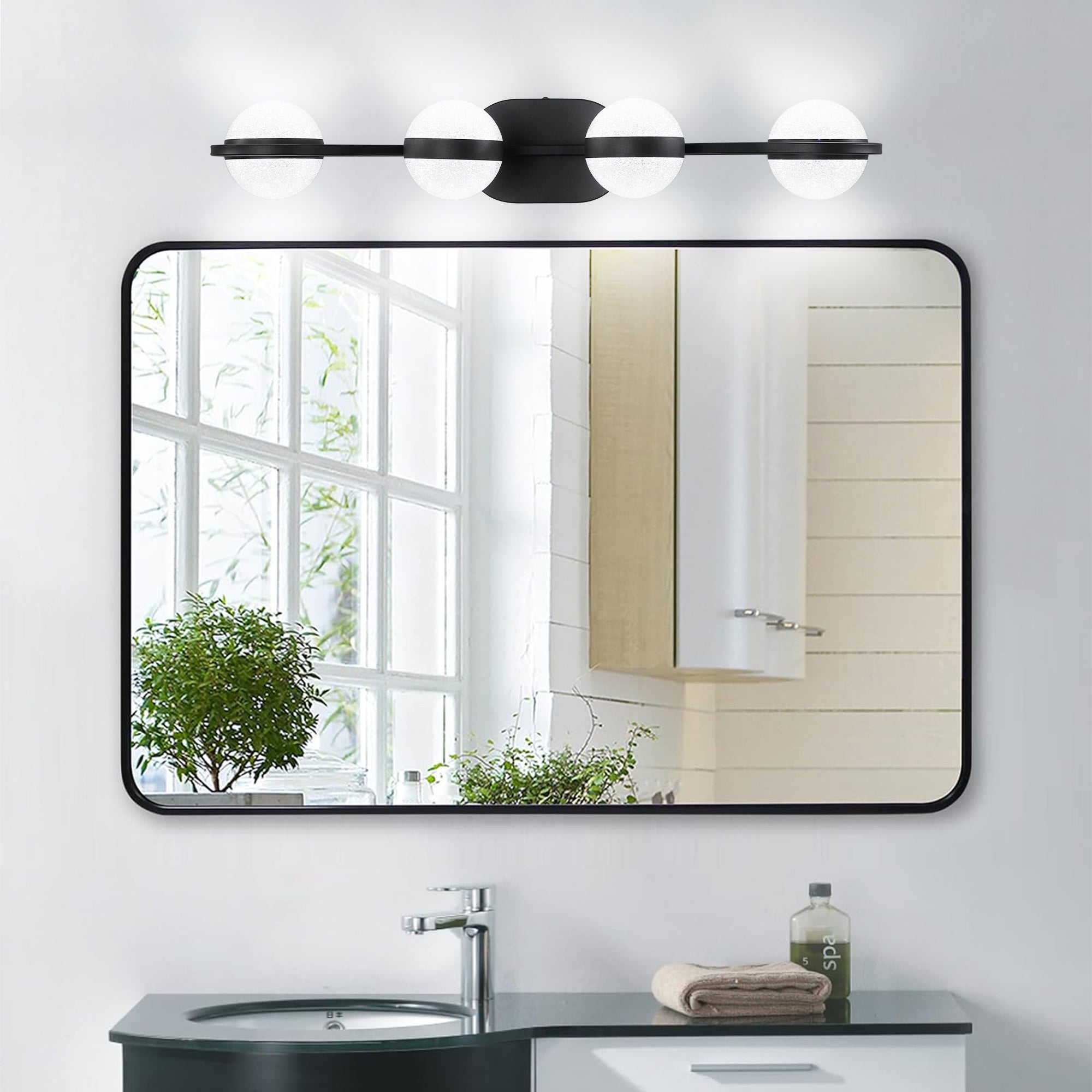 30" Black Minimalist LED Bathroom Vanity Light
