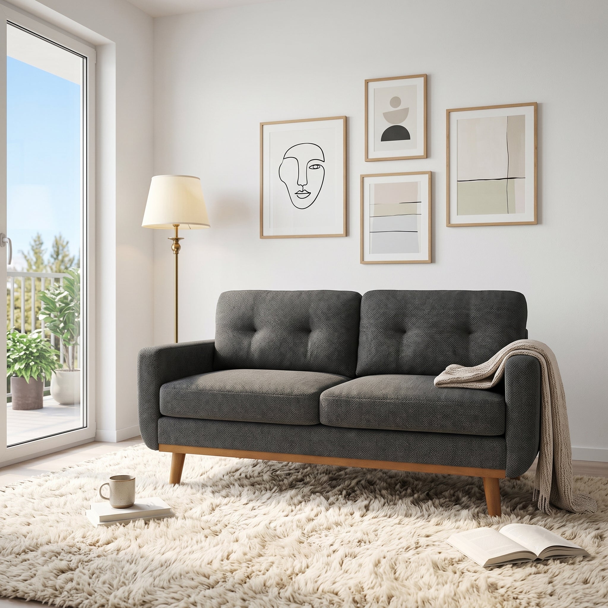 65-Inch Modern Minimalist Two-Seater Sofa