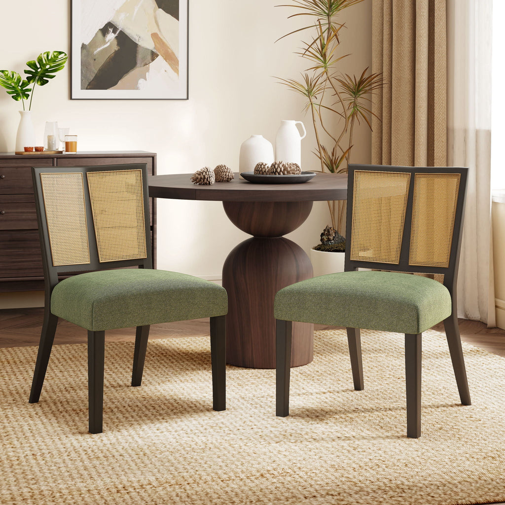 Mid Century Rattan Dining Chair Without Arms Set