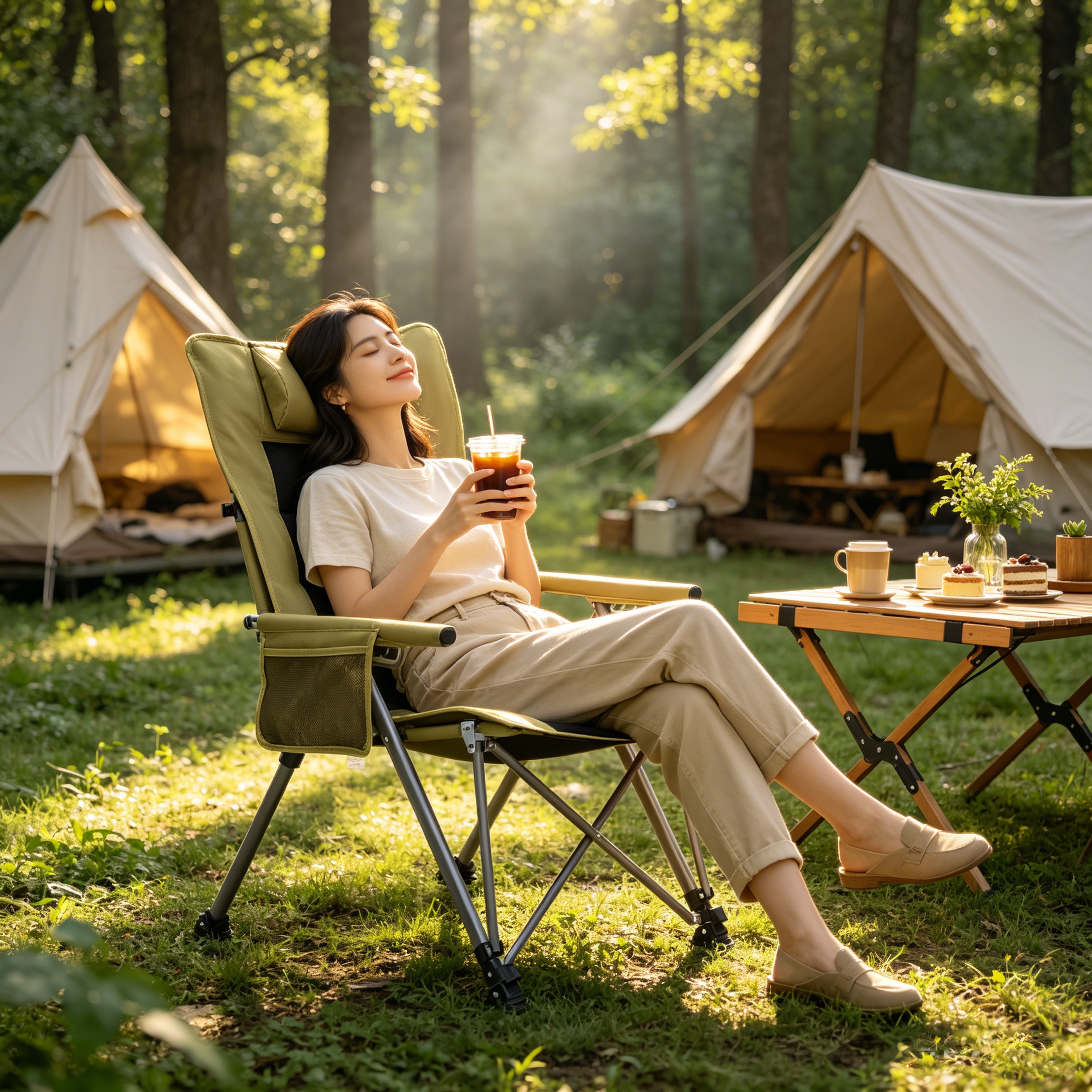 5-Position Adjustable Reclining Camping Chair