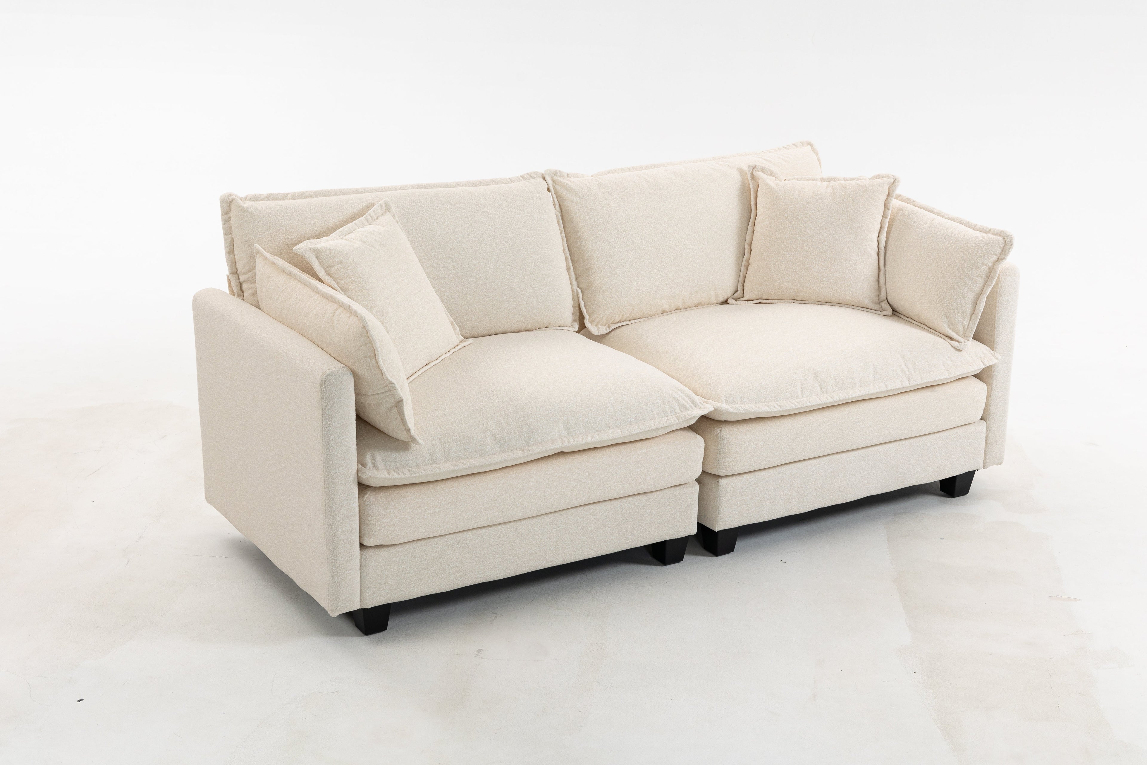 Modern 2-Seats Sectional Sofa with Waist Pillows