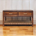 Regency Woven Console Table with 4 Drawers, Open Slot