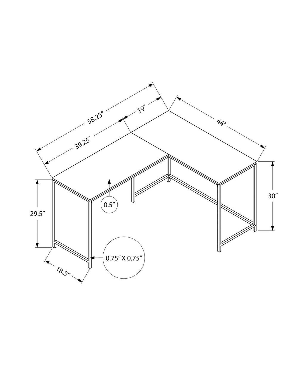 L-Shaped Corner Computer Desk with Contemporary Marble Look