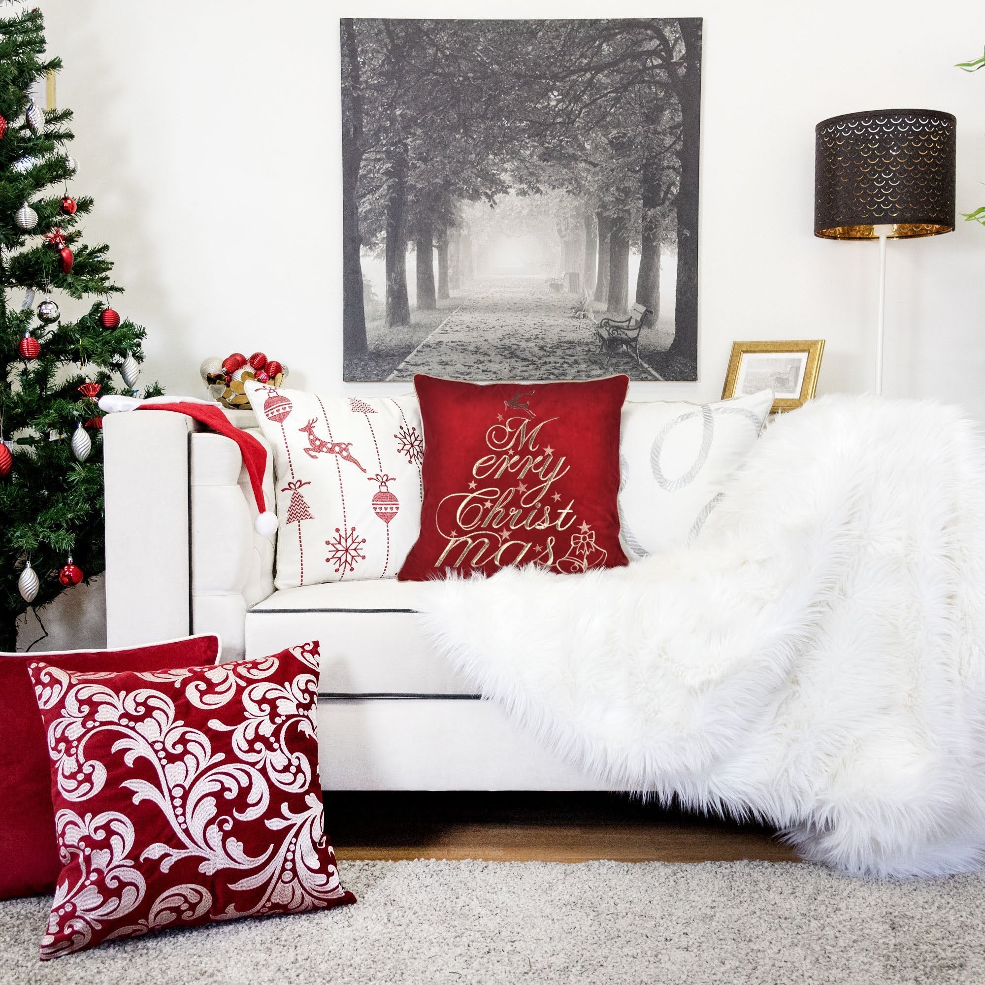 Red Velvet Christmas Throw Pillow