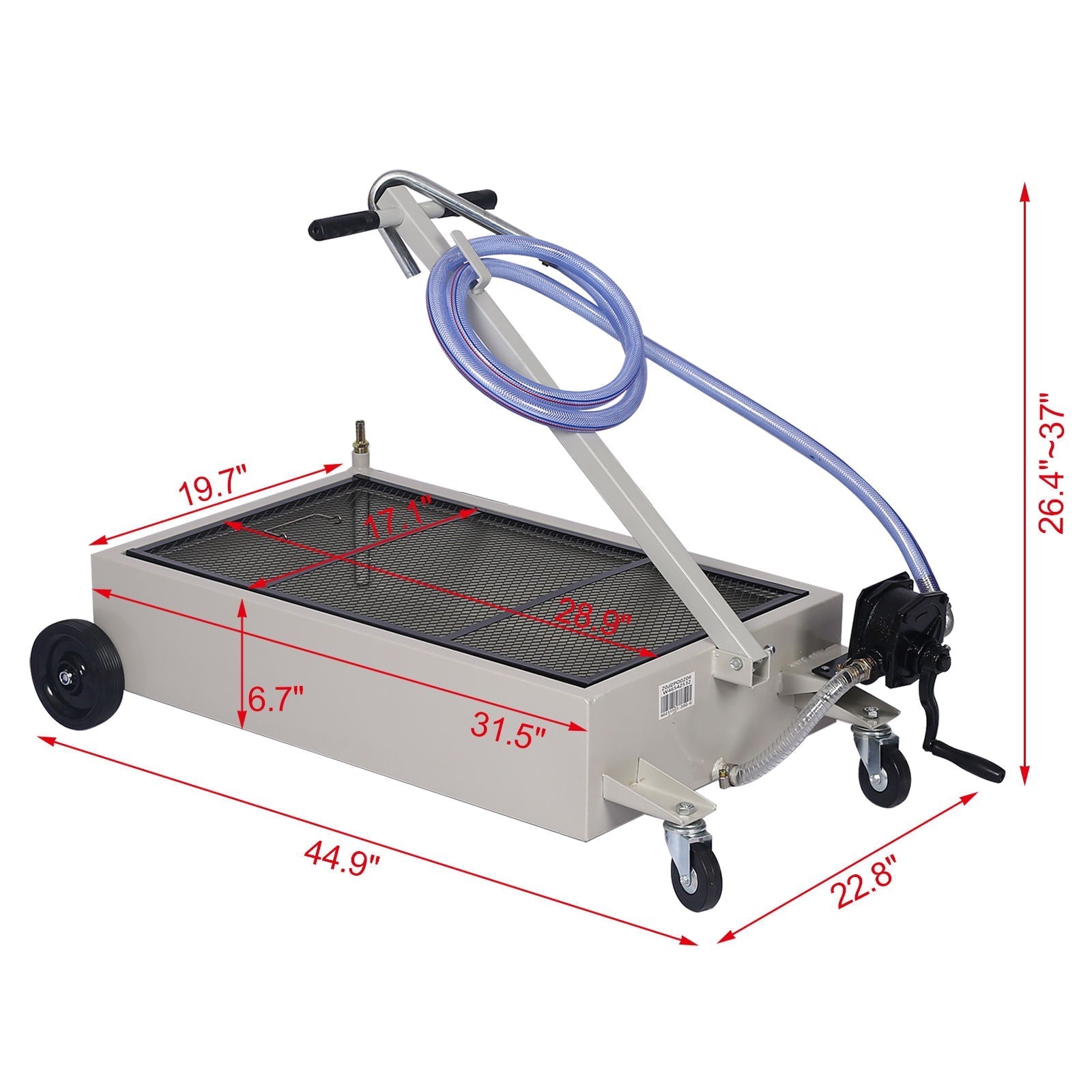 Heavy Duty 20 Gallon Low Profile Oil Drain With Pump Polypropylene - Gray