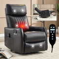 Black Faux Leather Heat Massage Manual Recliner Chair