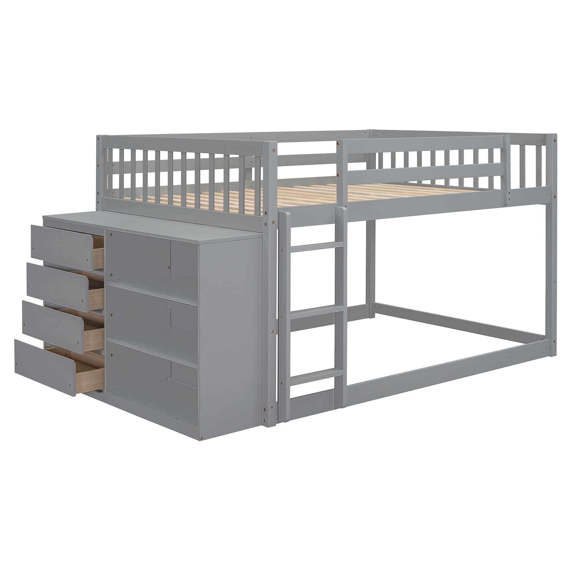 Bunk Bed With 4 Drawers and 3 Shelves