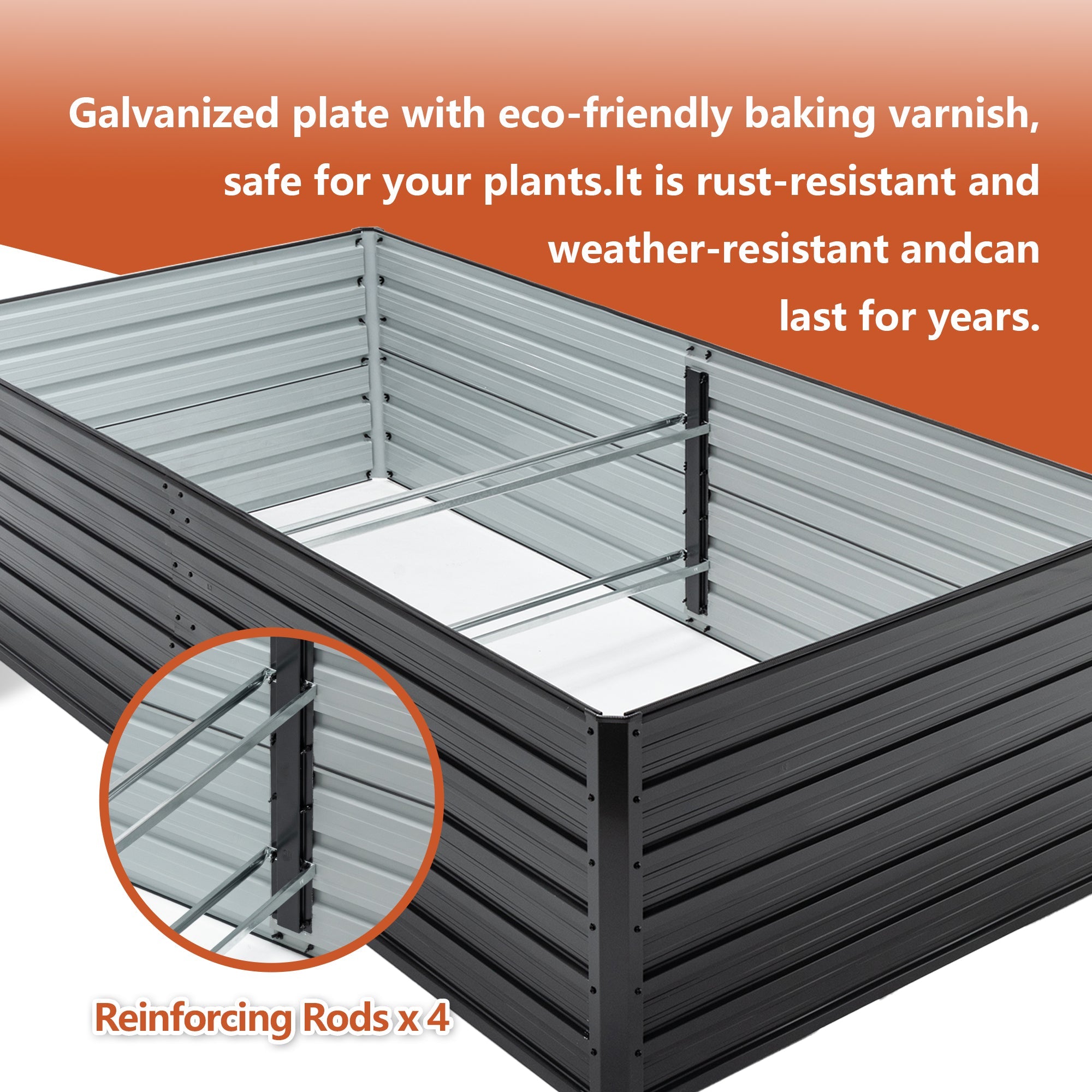 2 Pack Metal Raised Garden Bed Kit Outdoor - 8x4x2 FT Galvanized Planter Boxes Set