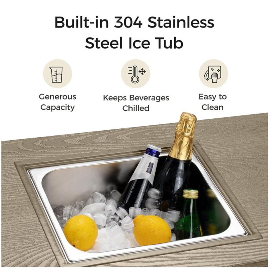 3 In 1 Outdoor Propane Fire Pit Table 50, 000 BTU With Ice Bucket - Beige