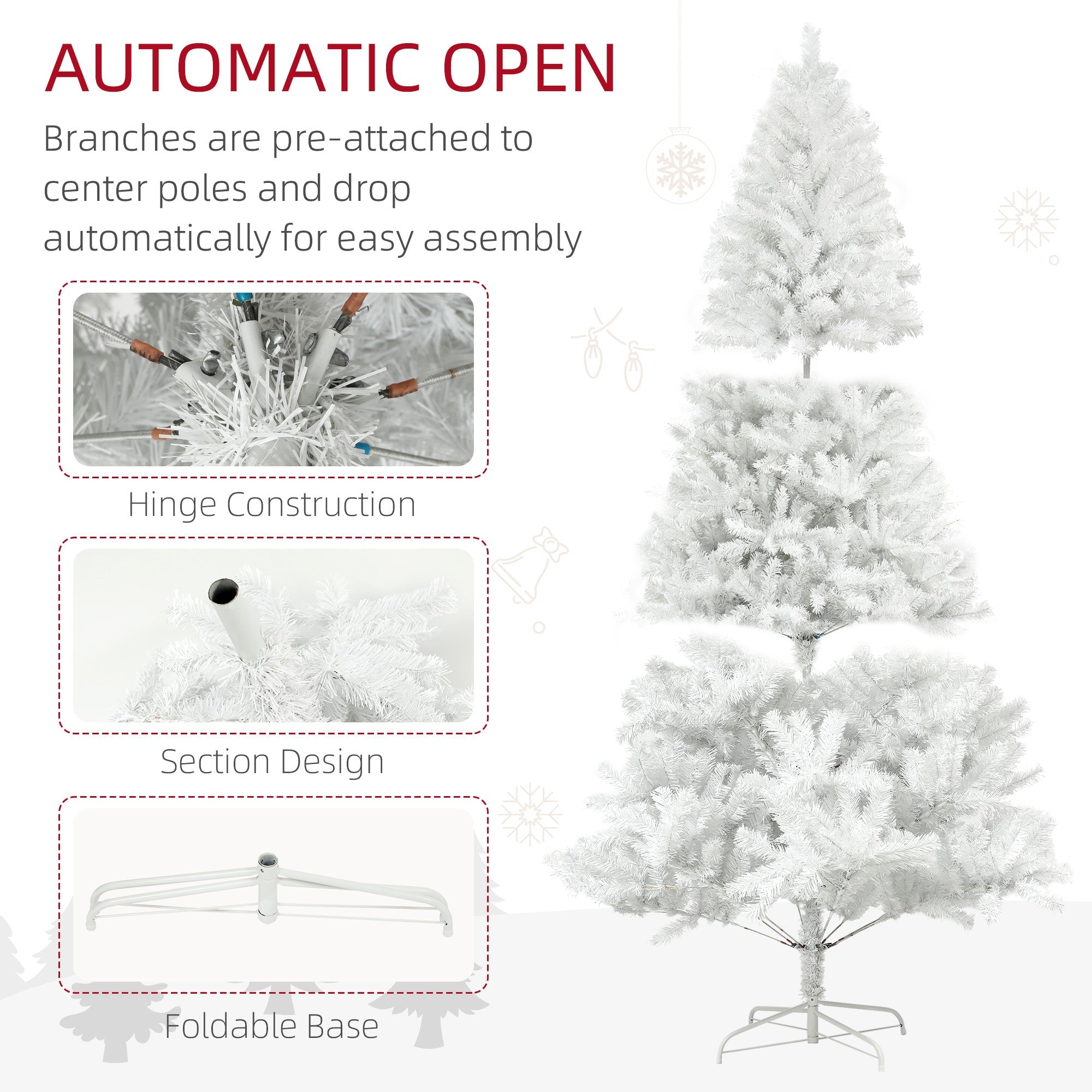 HOMCOM 7.5ft Tall Artificial Christmas Tree