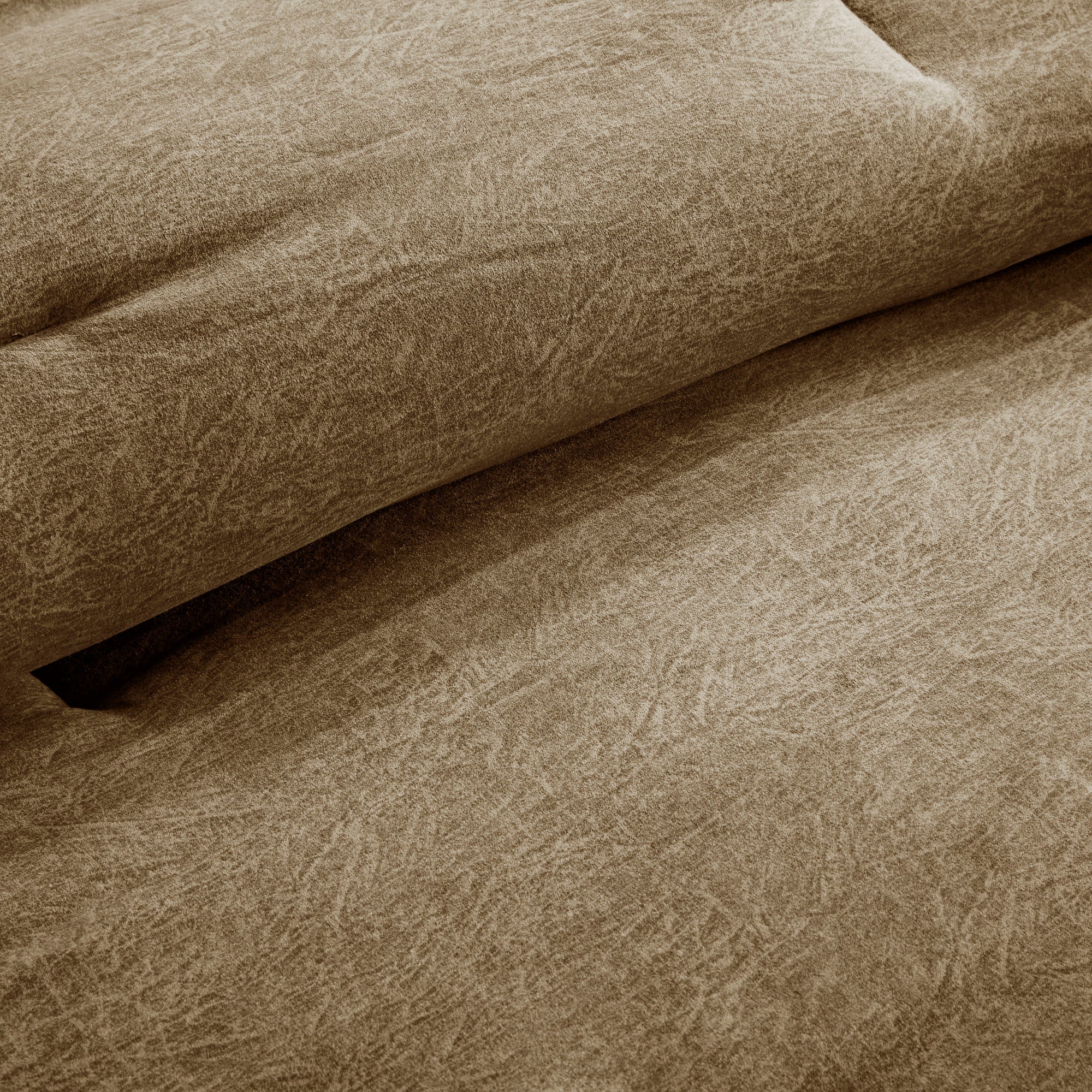 7 Piece Faux Suede Comforter Set Brown Queen