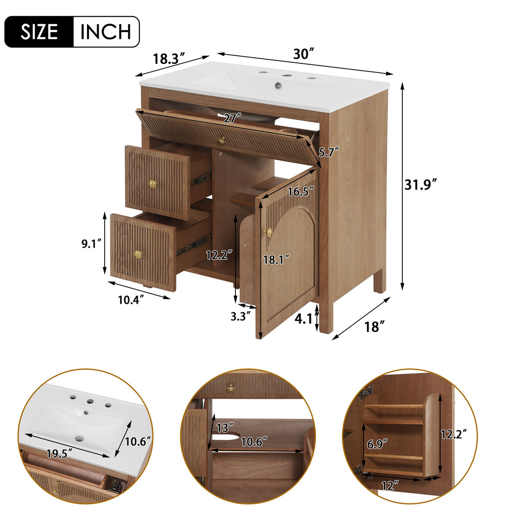 30 Inch Freestanding Farmhouse Bathroom Vanity