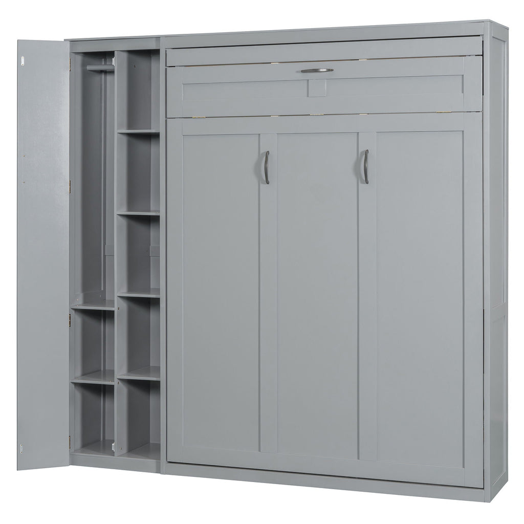 Murphy Wall Bed With Shelves, Wardrobe And LED Lights
