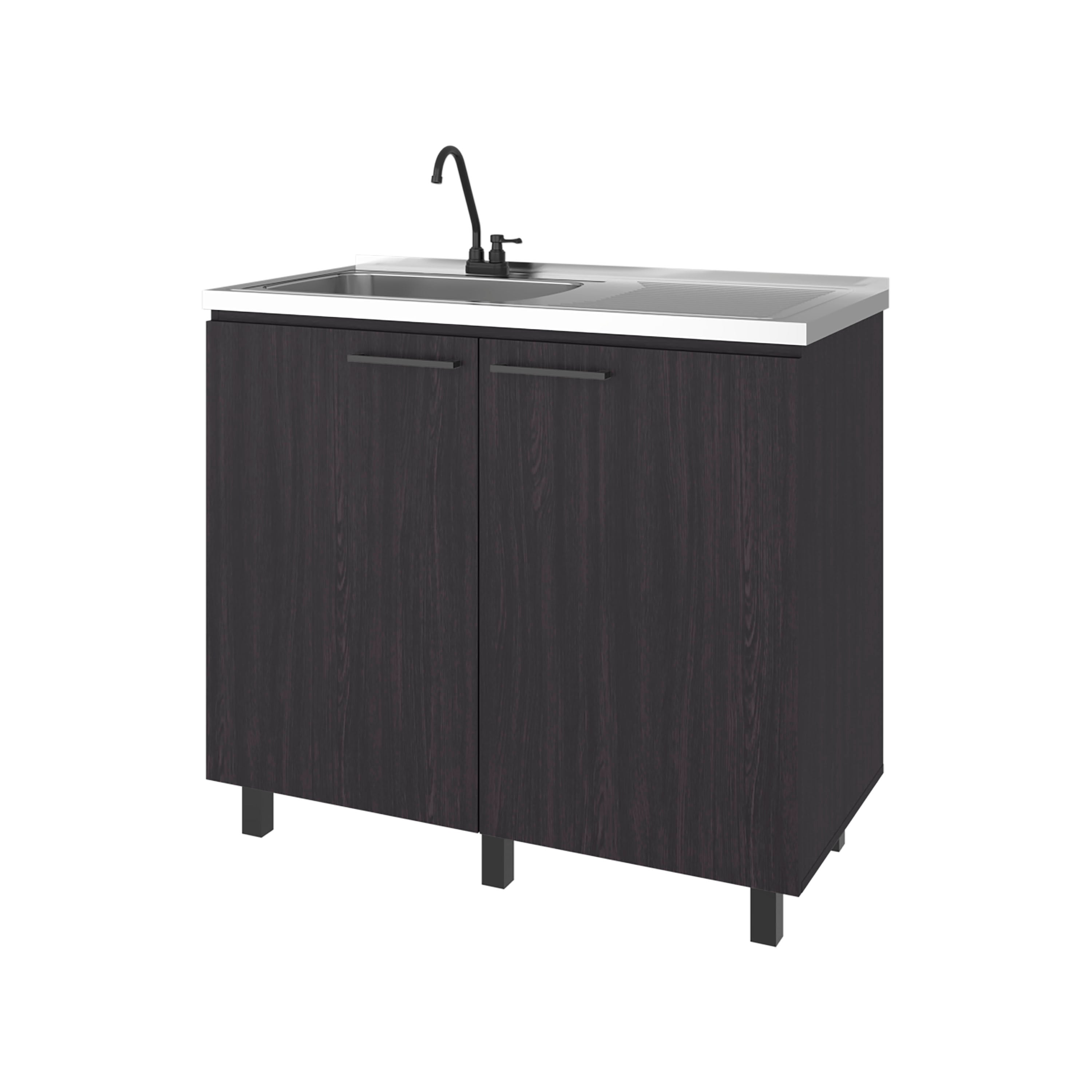 Alatna Freestanding Utility Base Cabinet with Stainless Steel Countertop and Faucet
