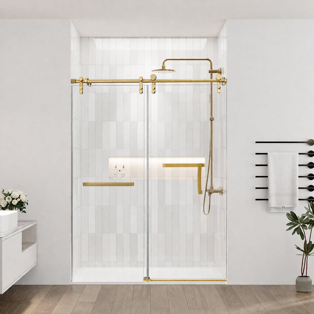 60 Inches x 76 Inches Frameless Single Sliding Shower Door