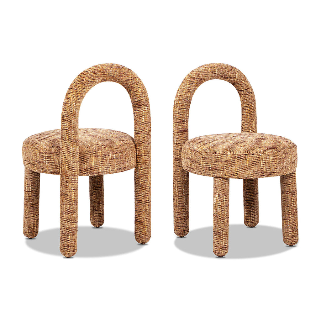 Penny Round Arched Upholstered Dining Side Chair, Set of 2, Golden