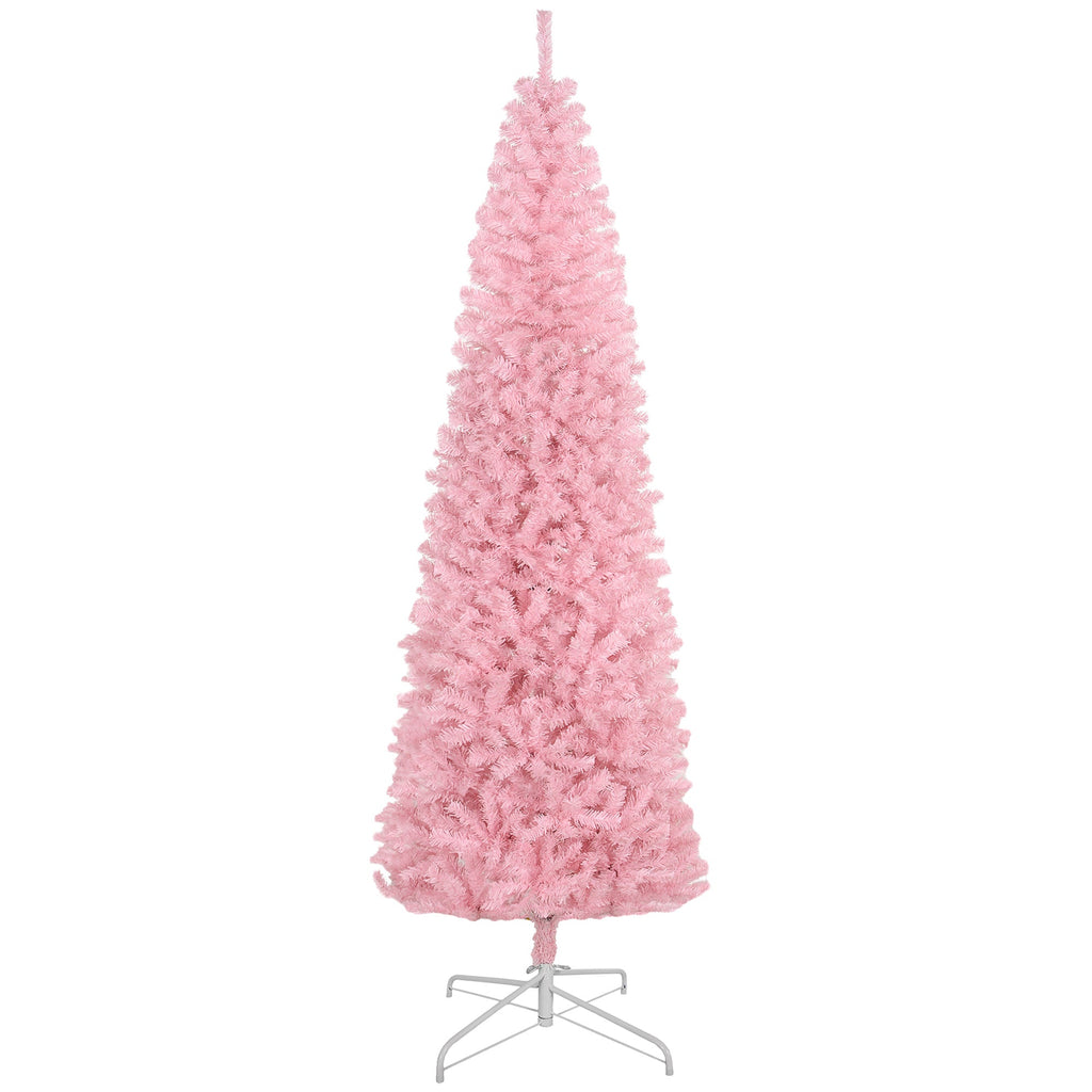 HOMCOM 8' Tall Unlit Slim Douglas Fir Artificial Christmas Tree