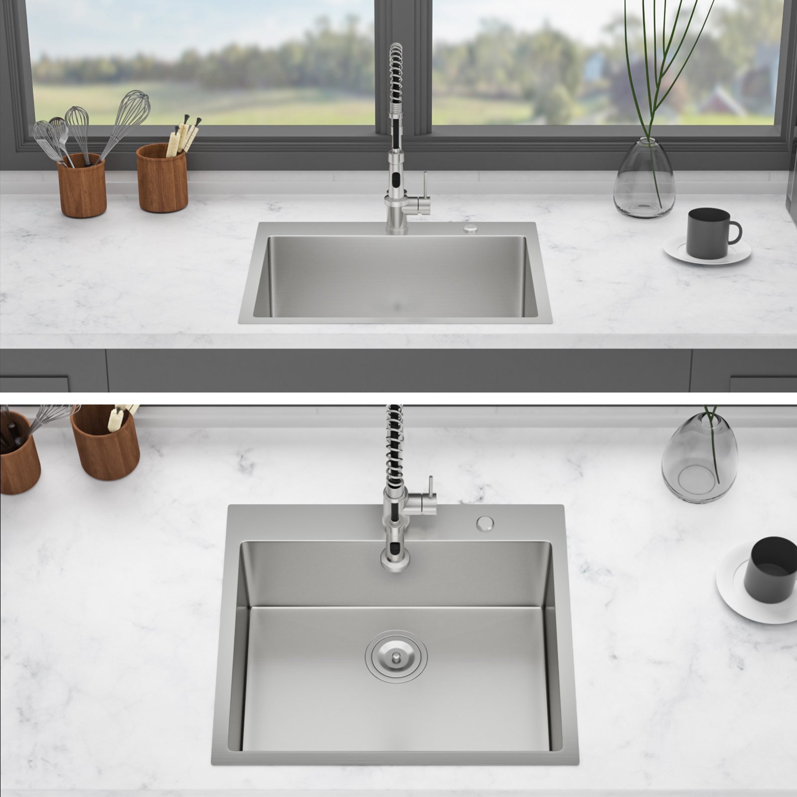 24 x 18 x 9 Inch Kitchen Sink Drop-In 16 Gauge Stainless Steel