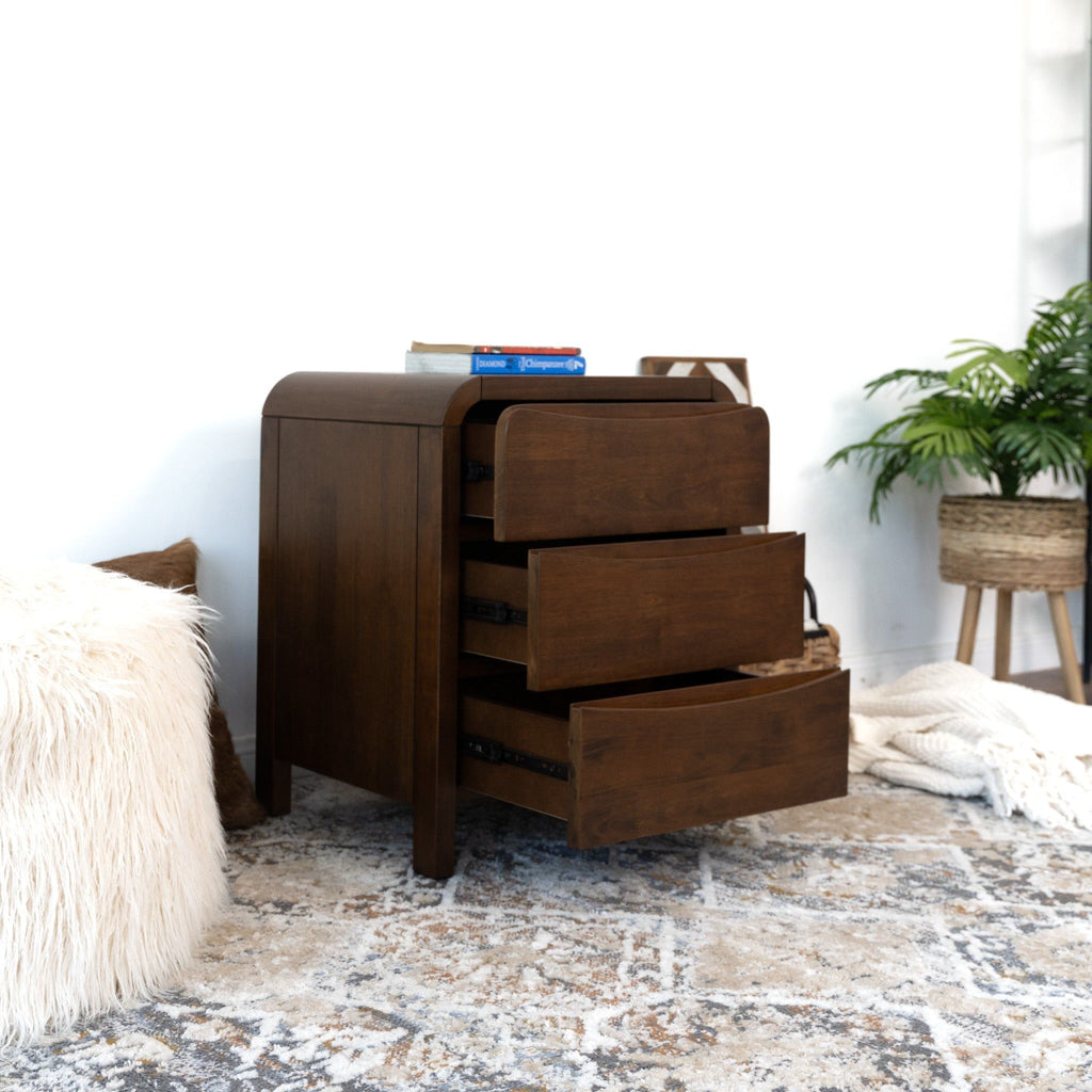 Lionel - Nightstand 3 Drawer Bed Side Table - Brown