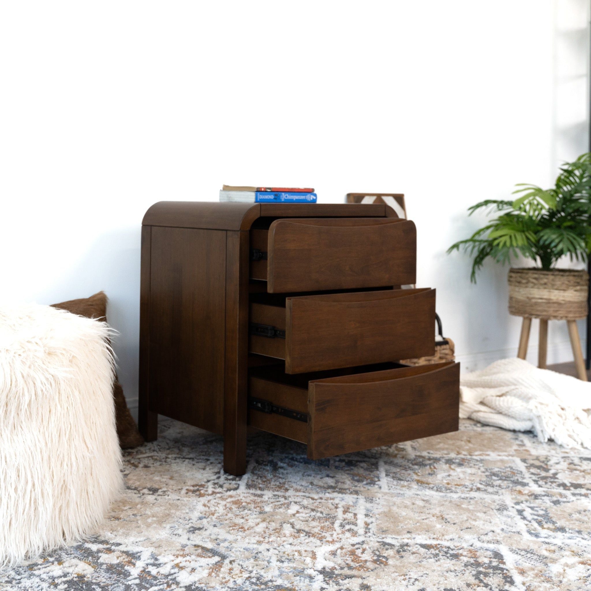 Lionel - Nightstand 3 Drawer Bed Side Table - Brown
