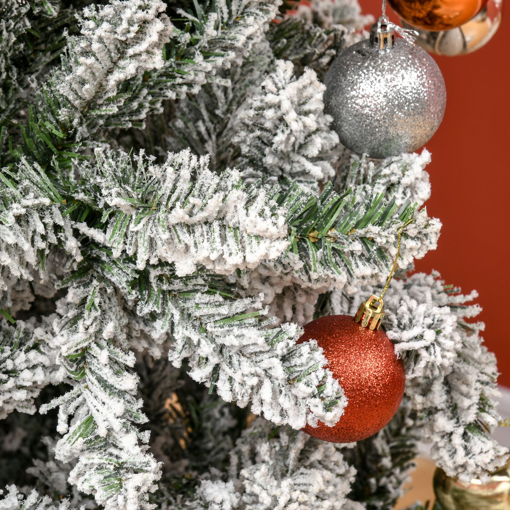 HOMCOM 9ft Unlit Snow-Flocked Slim Pine Artificial Christmas Tree