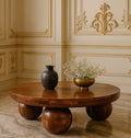 Solid Wood Central Ball Table, Chestnut
